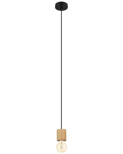 Eglo Turialdo 1 Light Open Bulb Pendant With Natural Wood & Black Finish