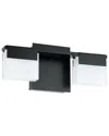 Eglo Vente 2 Light Integrated Led Bath/vanity Light With Black Finish & Frosted Glass