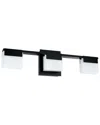 Eglo Vente 3 Light Integrated Led Bath/vanity Light With Black Finish & Frosted Glass