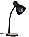 Eglo Verdal 1 Light Table Lamp Black With Wood Accents & Black Metal Shade