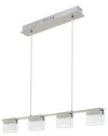 Eglo Vicino 4 Light Integrated Led Linear Pendant With Matte Nickel Finish & Frosted Glass Shades