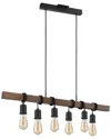 Eglo Violon 6 Light Open Bulb Linear Pendant With Black & Dark Brown Finish
