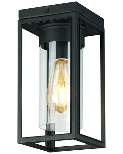 Eglo Walker Hill 1 Light Outdoor Flush Mount With Matte Black Finish & Clear Glass