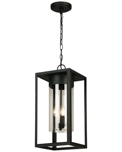 Eglo Walker Hill 3 Light Outdoor Pendant With Matte Black Finish & Clear Glass
