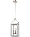 Eglo Westbury 3 Light Open Frame Pendant With Brushed Nickel & Painted Grey Driftwood Effect Finish