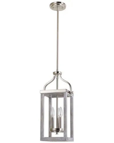 Eglo Westbury 3 Light Open Frame Pendant With Brushed Nickel & Painted Grey Driftwood Effect Finish