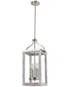 Eglo Westbury 4 Light Open Frame Pendant With Brushed Nickel & Painted Grey Driftwood Effect Finish