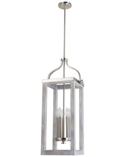 Eglo Westbury 5 Light Open Frame Pendant With Brushed Nickel & Painted Grey Driftwood Effect Finish