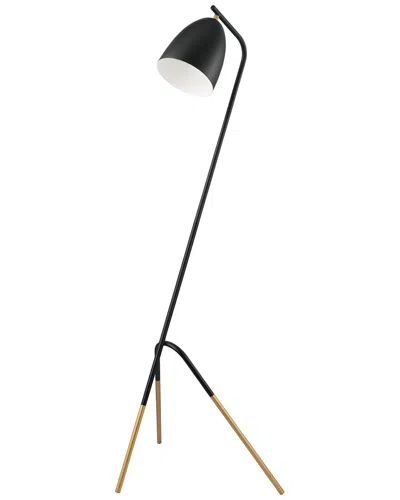 Eglo Westlinton 1 Light Floor Lamp With Black & Gold Finish & Black & White Metal Shade