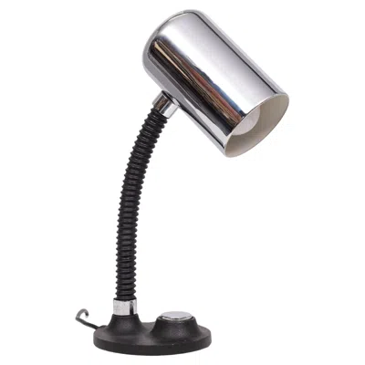 Pre-owned Egon Hillebrand Chrome Goose Neck Table Lamp 1970s In Black