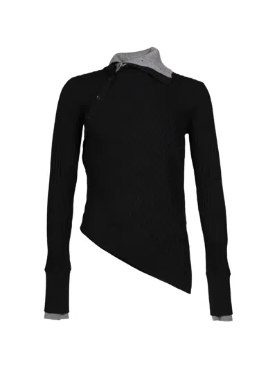 Egonlab Asymmetrical Ribbed Sweater In Black