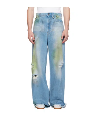 Egonlab Blue Baggy Jeans In Denim Blue