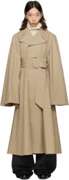 Egonlab Beige Belted Trench Coat In Brown