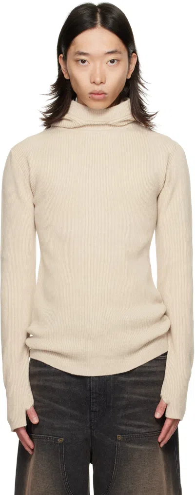 Egonlab Beige Knit Hoodie In Sand