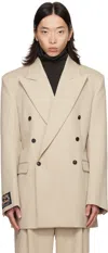Egonlab Beige Oversized Blazer In Gold