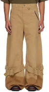 Egonlab Beige Pin-buckle Cargo Jeans In Nude