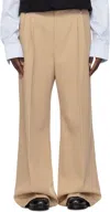 Egonlab Beige Pleated Trousers In Tailoring Nude Wool