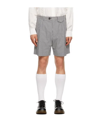 Egonlab Houndstooth Cotton Shorts In Pied De Poule