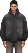 Egonlab Black & Brown Hooded Denim Jacket In Black