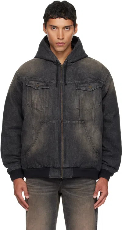 Egonlab Black & Brown Hooded Denim Jacket