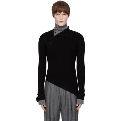 Egonlab Black & Gray Asymmetriecal Turtleneck In Aw26-032 Black Merin