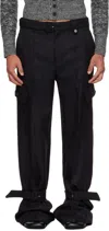 Egonlab Black Belted Cargo Pants In Black