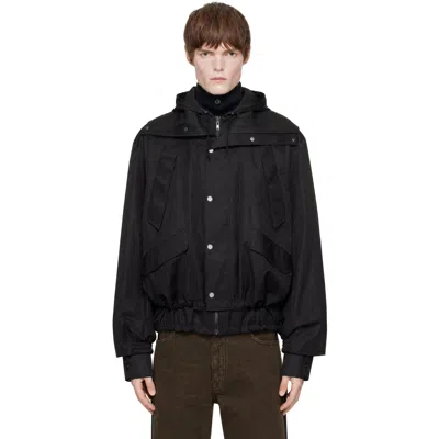 Egonlab Black Hooded Layered Track Jacket