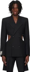 Egonlab Black Openwork Blazer In Tailoring Black Wool