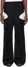 Egonlab Black Openwork Trousers In Tailoring Black Wool