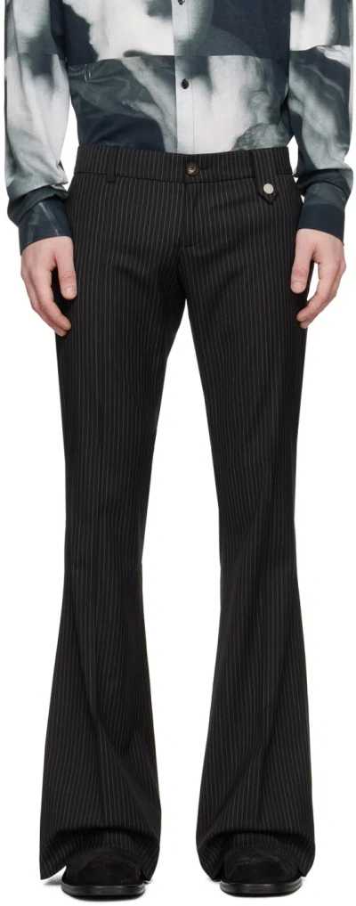 Egonlab Black Pinstripe Trousers