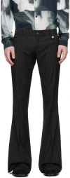 Egonlab Black Pinstripe Trousers In Black