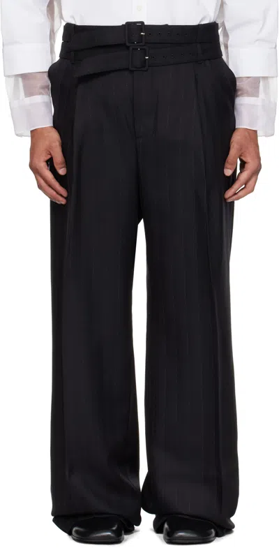 EGONLAB BLACK PLEATED TROUSERS