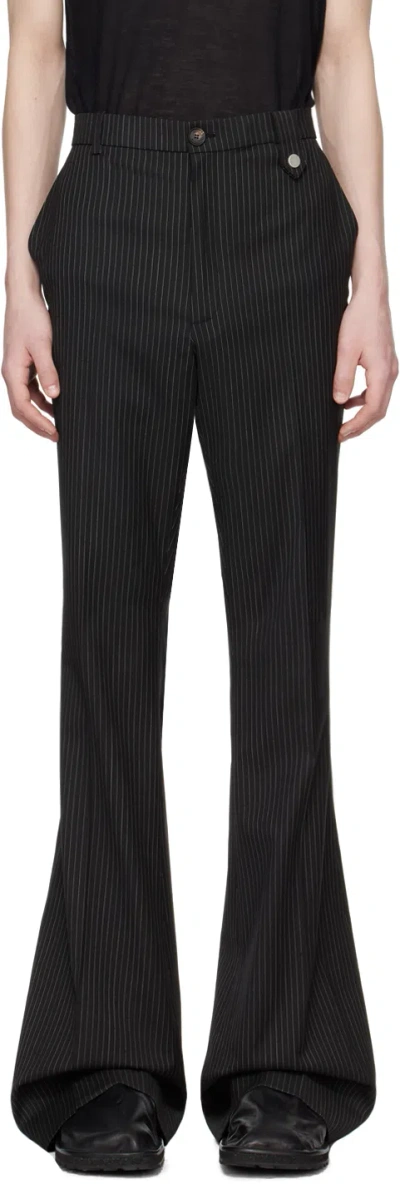 Egonlab Black Sami Trousers In Black Stripes