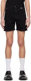 Egonlab Black Stonewashed Cotton Denim Shorts In Black Stonewashed