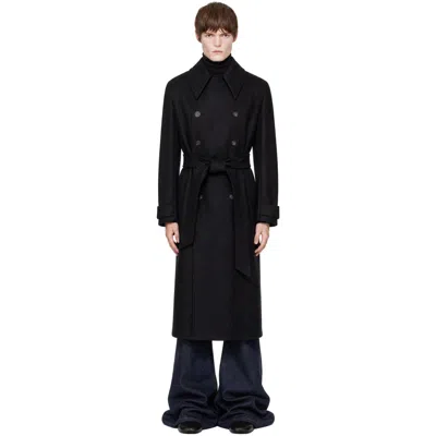 Egonlab Black Structured Coat In Aw26-007 Black Coat