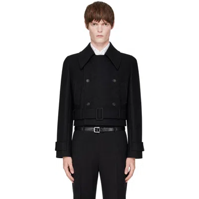 Egonlab Black Tailored Crop Coat In Aw26-007 Black Coat