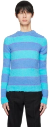 Egonlab Stripe-pattern Crew-neck Jumper In Blue