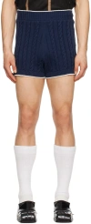 Egonlab Cotton Knit Bunny Shorts In Blue Knit Bunny