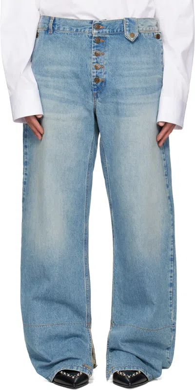 Egonlab Blue Contrasted Hem Jeans