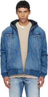 Egonlab Hooded Denim Jacket In Blue