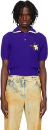 Egonlab Knit Polo In Navy Blue / Biais