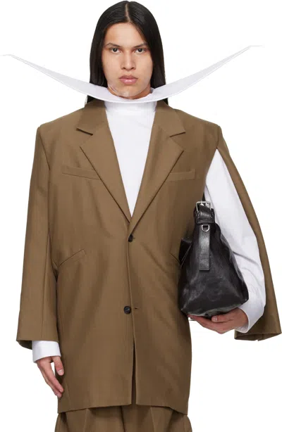 Egonlab Curved Vent Long-sleeved Blazer In Brown
