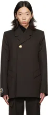 Egonlab Golden Button Fitted Blazer In Brown