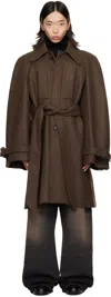 Egonlab Long Raglan Coat In Brown