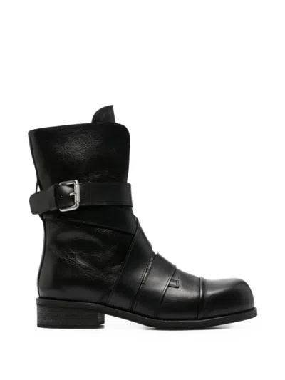 Egonlab Buckled Leather Boots In Black