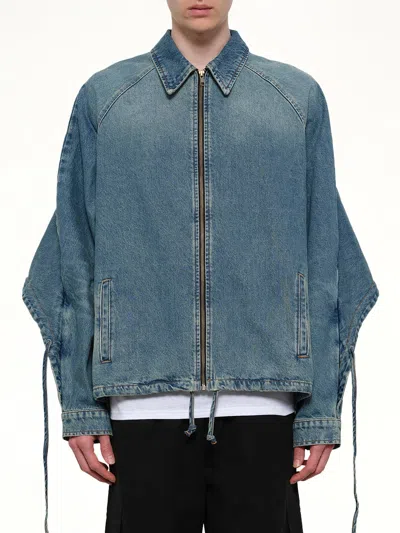 Egonlab Convertible Hooded Denim Jacket In Blue