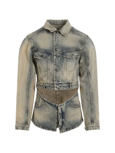 Egonlab Cutout Denim Jacket In Green