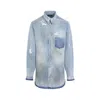 Egonlab Distressed Denim Overshirt In Blue
