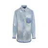 Egonlab Distressed Denim Overshirt In Blue