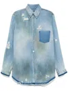 Egonlab Distressed Denim Overshirt In Blue